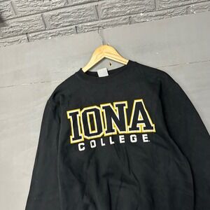 Champion Eco Fleece Iona College Gaels Sweatshirt Mens Small Black Crewneck